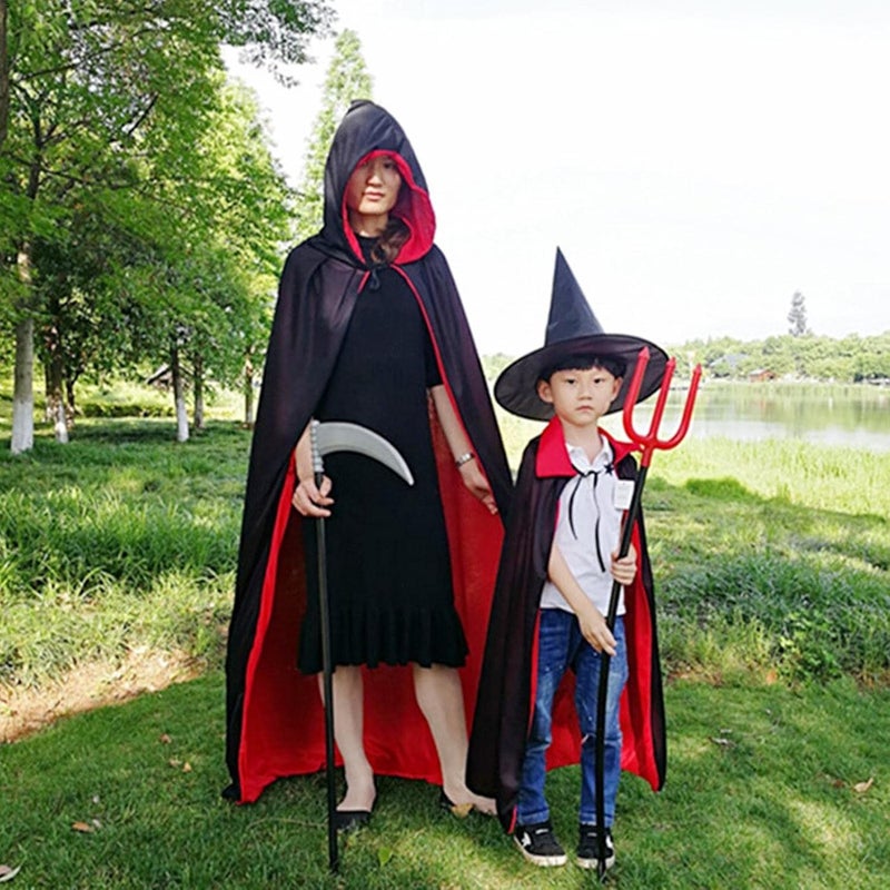 woobles Hooded Cloak Cosplay,Red And Black Coat Dress Reversible dress - Red And Black Cape for Halloween Magic Party and Masquerade - Image 3